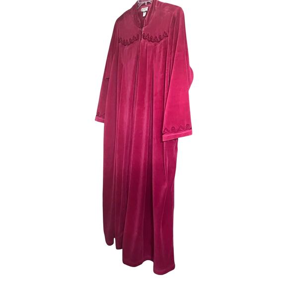 CABERNET WOMAN LONG SLEEVE FULL-LENGTH FLANNEL ROBE, WOMANS, 1X, BURGUNDY - Picture 5 of 12